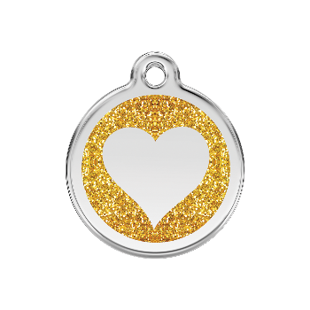 Red Dingo Gold Heart Glitter Pet ID Tag