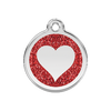 Red Dingo Red Heart Glitter Pet ID Tag