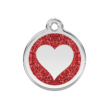Red Dingo Red Heart Glitter Pet ID Tag