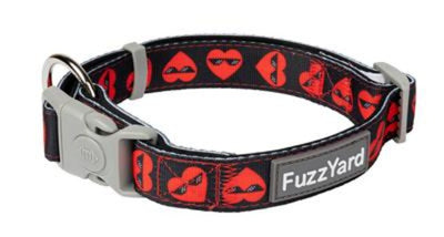 Fuzzyard Red Hearts on Black Heartbreaker Dog Collar