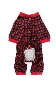 Fuzzyard Heartbreaker Dog Pajamas - Red Hearts on Black Dog Pajamas