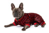 French Bulldog wearing red hearts on black dog pajamas - Fuzzyard Heartbreaker Dog Pajamas