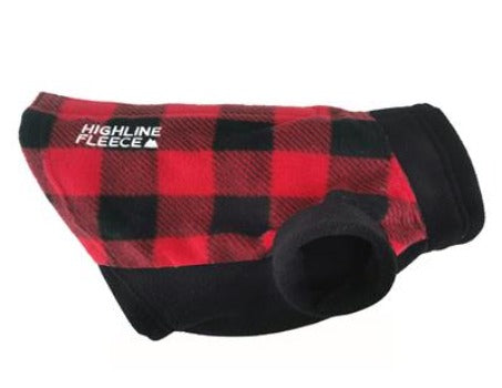 Doggie Design Red & Black Plaid Highline Fleece Dog Coat
