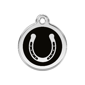 Red Dingo Black Horseshoe Pet ID Tag
