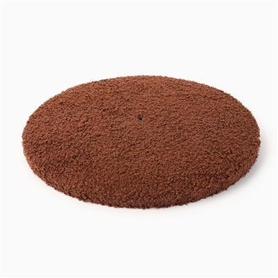 Round brown base for cat scratching post on a white background