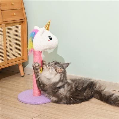 Cat playing with a plush unicorn toy on a wooden floor.