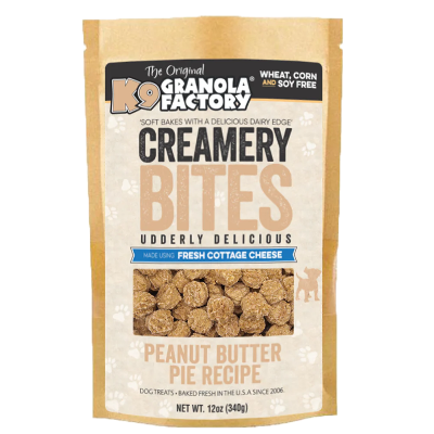 K9 Granola Factory Peanut Butter Pie Creamery Bites packaging on a white background