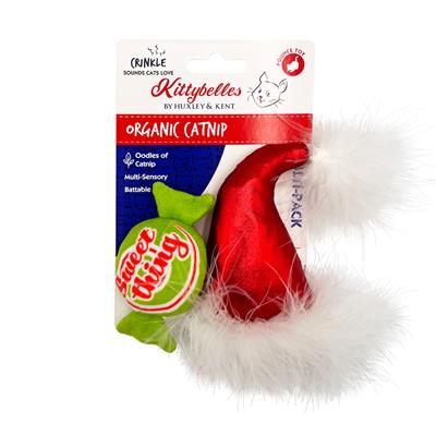 Santa Hat & Sweet Thing Candy 2pk Plush Cat Toy
