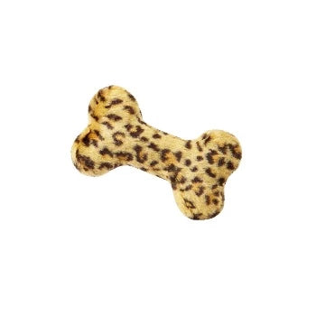 Fluff & Tuff Leopard Bone Plush Dog Toy