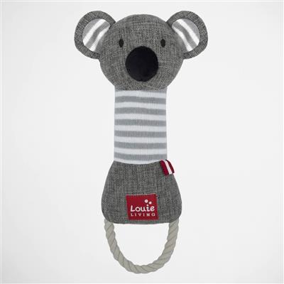 Gray and white striped koala rope dog toy