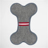 Gray with red and white stripe bone shaped dog toy