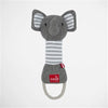 Gray and white striped elephant rope dog toy