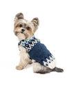 Dog wearing Chilly Dog Midnight Ski Blue dog sweater