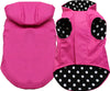 Hot Pink Dog Raincoat with Black Lining and Polka Dots