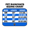 Pet Raincoat Size Chart