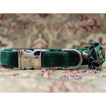 Diva Dog Mistletoe Green Velvet Dog Collar