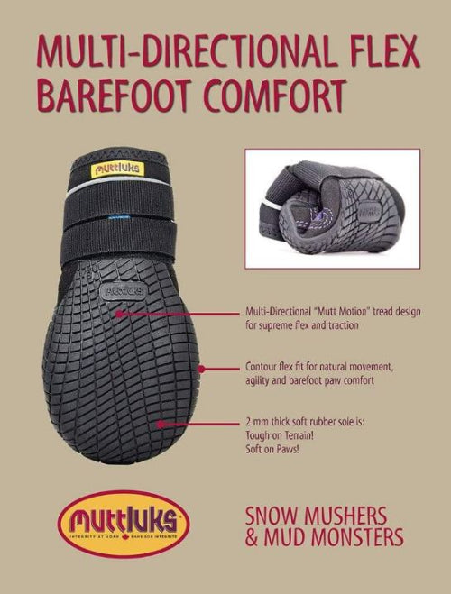 Chart demonstrating multi-directional flexibility barefoot comfort for boots on tan background