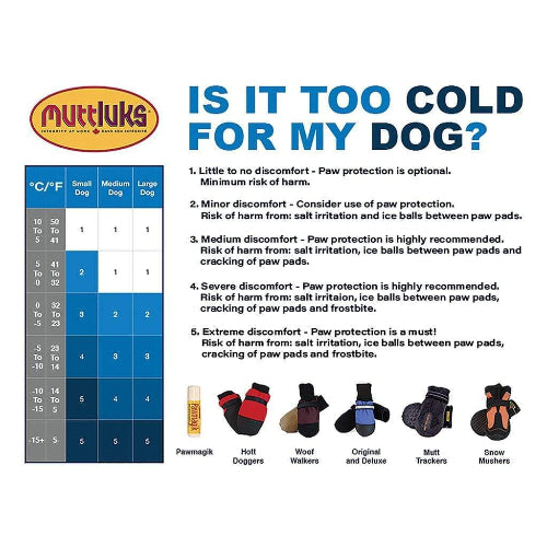 Chart showing temperature safety for dog paws on white background