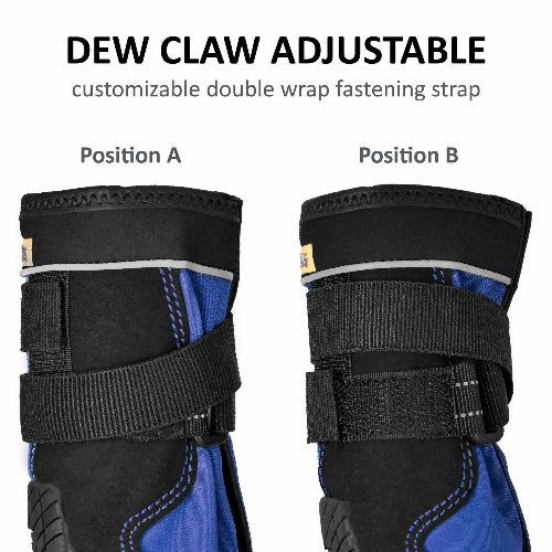 Chart showing adjustability for dew claws on white background