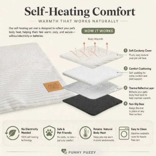 Informational showing features of pet mat 