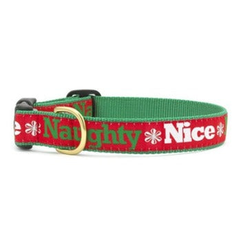 Up Country Naughty & Nice on Red Dog Collar