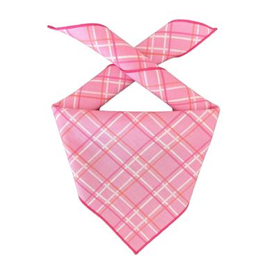 Pink plaid bandana on a white background
