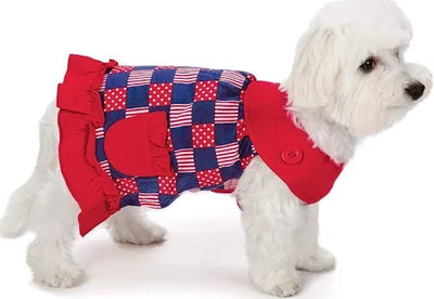 Patriotic Pooch Patchwork Dress with SPF 40