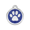 Red Dingo Dark Blue Paw Print Glitter Pet ID Tag