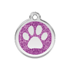 Red Dingo Purple Paw Print Glitter Pet ID Tag