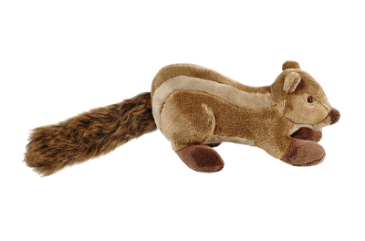 Plush toy resembling a squirrel on a white background