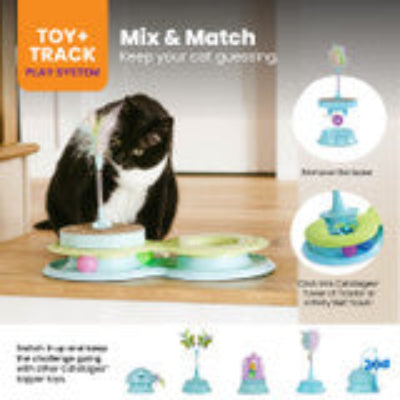 2-in-1 Spring Cat Toy & Cat Ball Track Topper