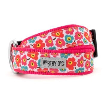 The Worthy Dog Pink Fleurs Dog Collar