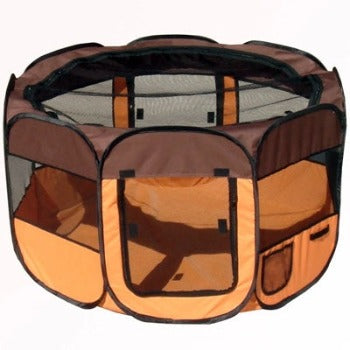 Pet Life Orange & Brown Lightweight Easy Folding Collapsible Travel Pet Playpen