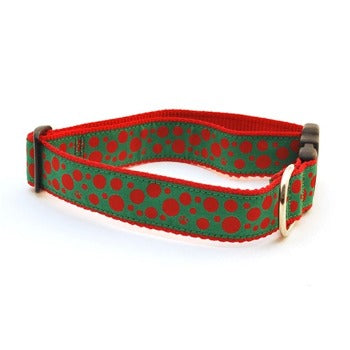 Preston Ribbons Red & Green Polka Paws Dog Collar
