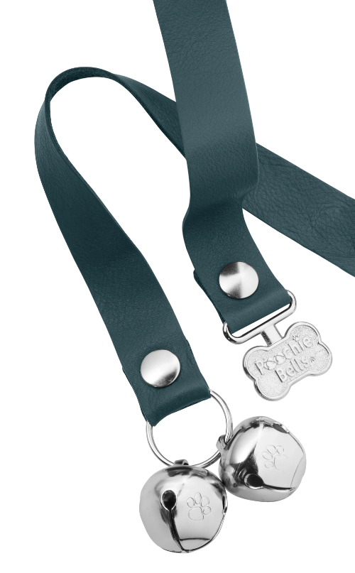 Evergreen PoochieBells Premium Full Grain Leather Dog Doorbells on white background