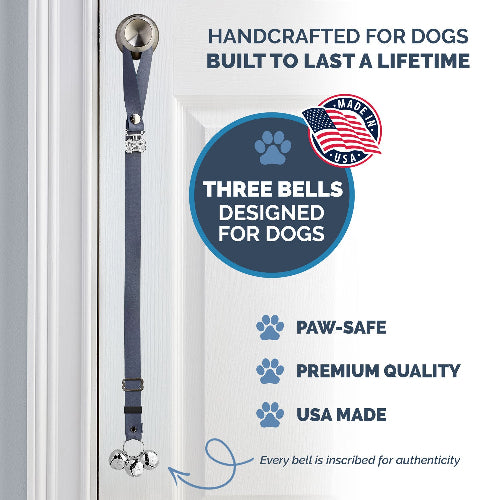 Poochiebells Dog Potty Training Doorbells informational chart on white background