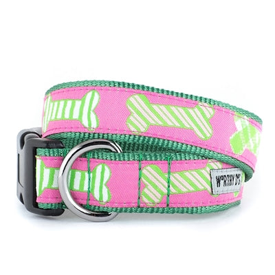 The Worthy Dog Preppy Bones Pink Collar & Lead Collection