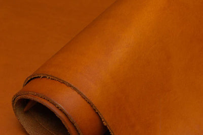 Close-up of a roll of brown leather
