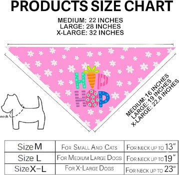 Reversible Easter Dog or Cat Bandana Size Chart