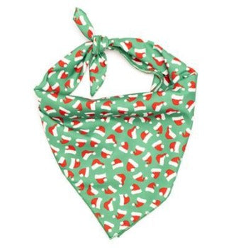 The Worthy Dog Green Santa Hats Dog Bandana