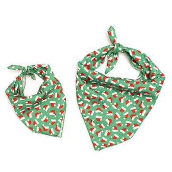 The Worthy Dog Green Santa Hats Dog Bandana