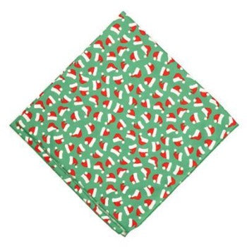 The Worthy Dog Green Santa Hats Dog Bandana