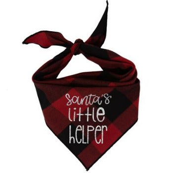 Paisley Paw Designs Santa's Little Helper Red & Black Plaid Flannel Dog Bandana