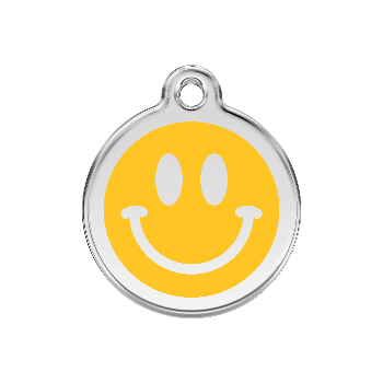Red Dingo Yellow Smiley Face Pet ID Tag