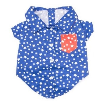 The Worthy Dog Blue & Red Stars Dog Shirt