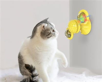 Yellow Pet Life® 'Sticky-Swipe' Interactive Suction Cup Kitty Cat Toy