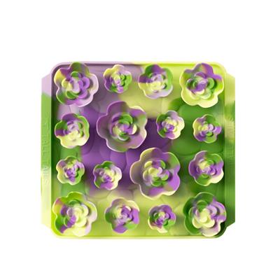 Silicone mold with flower shapes on a white background