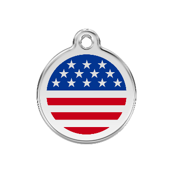 Red Dingo US Flag Pet ID Tag