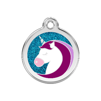 Red Dingo Unicorn Glitter Pet ID Tag