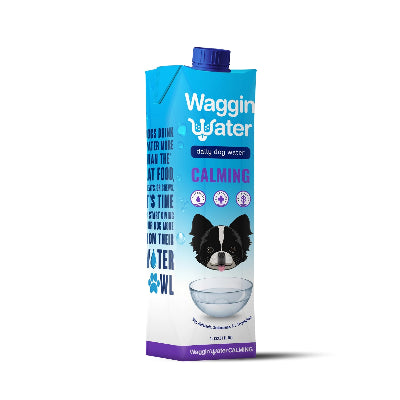 Waggin' Water calming dog water carton on a white background